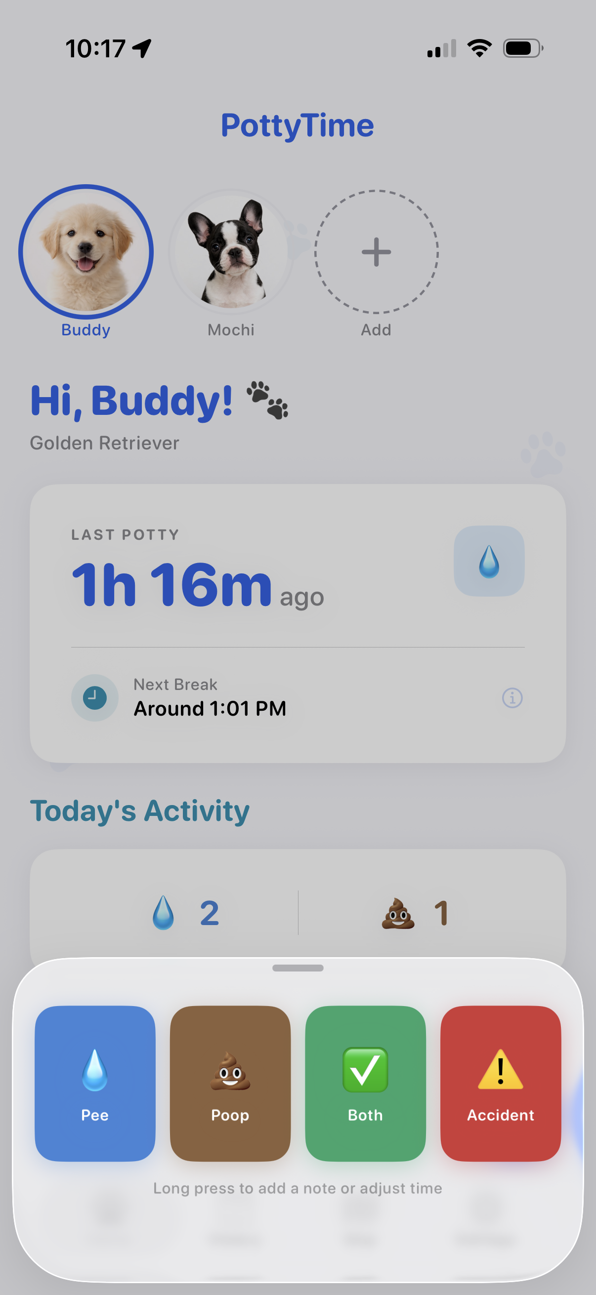 PottyTime Quick Log